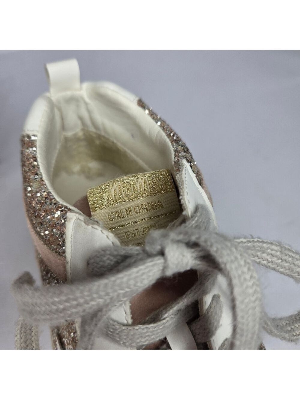 Mi.iM Glitter Star Pink White Mid-Rise Distressed Sneakers Women's Size 8.5 - Picture 8 of 12